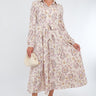 Love Sunshine Cream and Blush Vintage Floral Print Maxi Shirt Dress auto-20 Brunch Dress Casual Dress DB Dress with Pockets Dresses Everyday Dress Garden Party Dress Holiday Dress Long Sleeve Dress LS-2037 Wedding Guest Dress