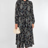 Love Sunshine Black and Teal Vintage Floral Print Maxi Shirt Dress auto-20 Brunch Dress Casual Dress DB Dress with Pockets Dresses Everyday Dress Garden Party Dress Holiday Dress Long Sleeve Dress LS-2037 Wedding Guest Dress