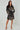 Black and Beige Rose Print Mini Shirt Dress