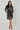 Black and Beige Rose Print Mini Shirt Dress