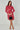 Crimson and White Geometric Print Mini Shirt Dress