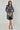 Navy and Cream Abstract Floral Print Mini Shirt Dress