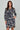 Navy and Cream Abstract Floral Print Mini Shirt Dress