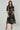 Black and Beige Rose Print Midi Shirt Dress