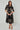 Black and Beige Rose Print Midi Shirt Dress