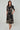 Black and Beige Rose Print Midi Shirt Dress