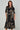 Black and Beige Rose Print Midi Shirt Dress