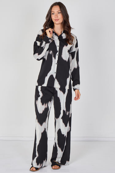Love Sunshine Black and Grey Abstract Print Co-ord Set Co ord sets LS-2268&2508 Shirts trousers