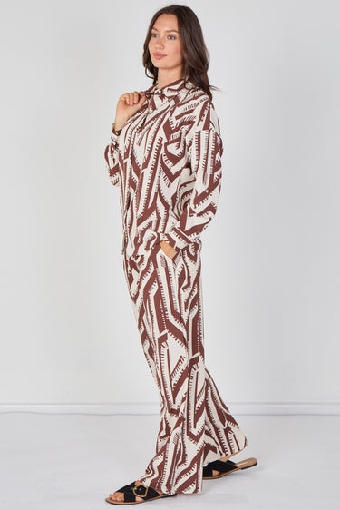Love Sunshine Cream and Chocolate Geo Print Co-ord Set Co ord sets LS-2268&2508 Shirts trousers