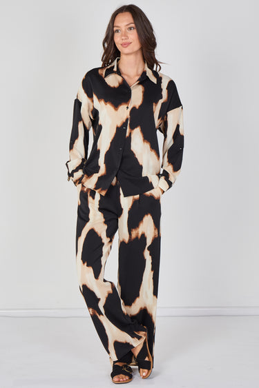 Love Sunshine Black and Cream Abstract Print Co-ord Set Co ord sets LS-2268&2508 Shirts trousers