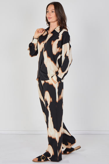 Love Sunshine Black and Cream Abstract Print Co-ord Set Co ord sets LS-2268&2508 Shirts trousers