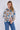 Blue Roses Print Tie Lace Satin Blouse