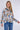 Blue Roses Print Tie Lace Satin Blouse