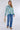 Blue and Green Tie Dye Print Tie Lace Satin Blouse