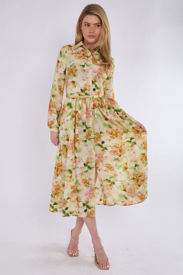 Sunshine Bloom Printed Midaxi Shirt Dress