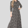 Love Sunshine Black Floral Pattern Print Maxi Shirt Dress LS-2280
