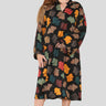 Love Sunshine Ginkgo Leaf Print V Neck Satin Curve Shift Dress Curve LS-2333