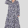 Love Sunshine Blue Floral Print Buttoned Curve Maxi Shirt Dress Curve LS-2341