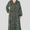 Love Sunshine Green Vintage Print Buttoned Curve Maxi Shirt Dress Curve LS-2341