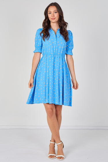 Sky Blue Ditsy Floral Tea Dress