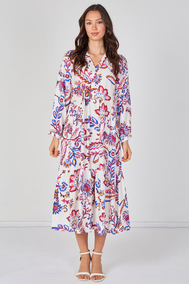 Boho Bloom Printed Smock Midaxi Dress