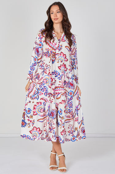 Boho Bloom Printed Smock Midaxi Dress
