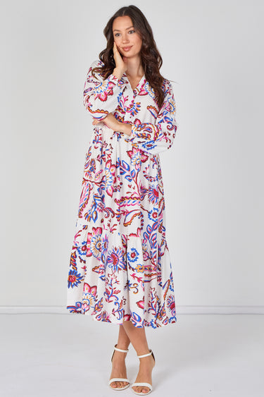 Boho Bloom Printed Smock Midaxi Dress