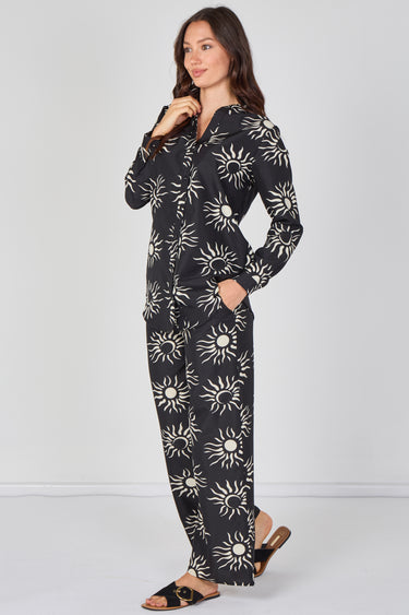 Black Sun Print Shirt and Trouser Co-Ord Set