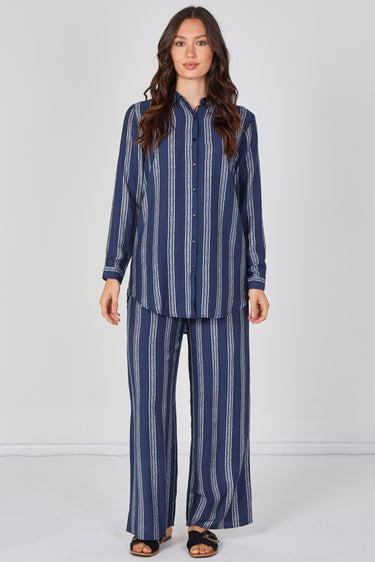 Love Sunshine Navy Stripe Shirt and Trouser Co-Ord Set Co ord sets LS-5002 LS-5002&9057 LS-9057
