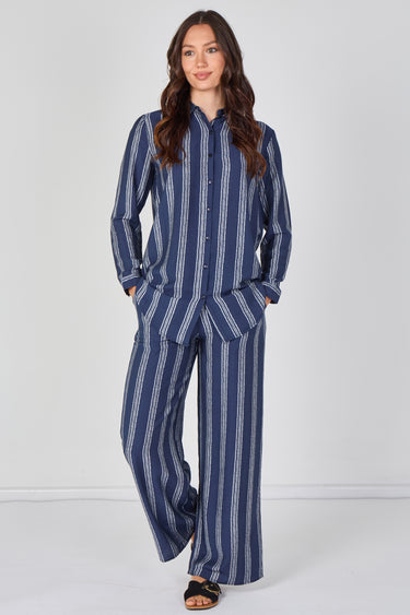 Love Sunshine Navy Stripe Shirt and Trouser Co-Ord Set Co ord sets LS-5002 LS-5002&9057 LS-9057