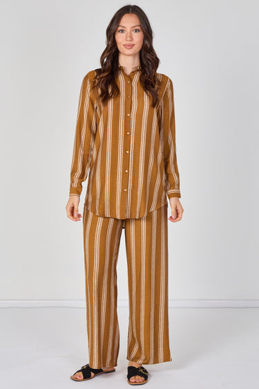 Love Sunshine Mustard Stripe Shirt and Trouser Co-Ord Set Co ord sets LS-5002 LS-9057