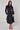 Black Teal Abstract Petal Print Midi Shirt Dress