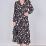 Love Sunshine Black Vintage Floral Belted Crossover Midi Dress auto-20 Brunch Dress Dress with Pockets Dresses Everyday Dress Garden Party Dress Going Out Dress Holiday Dress Long Sleeve Dress LS-2258 Summer Dress Tea Dress Wedding Guest Dress