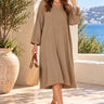 Love Sunshine Mocha Brown V-Neck Kaftan Midi Dress Casual Dress Dress with Pockets Dresses Garden Party Dress Holiday Dress LS-2222 Summer Dress