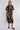 Black Abstract Floral Print Short Sleeve Midi Dress