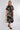 Black Abstract Floral Print Short Sleeve Midi Dress