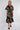 Black Abstract Floral Print Short Sleeve Midi Dress