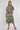 Green Abstract Floral Print Short Sleeve Midi Dress