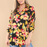 Love Sunshine Black Floral Print Oversized Shirt LS-5003