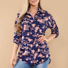 Love Sunshine Navy Floral Print Oversized Shirt LS-5003