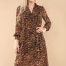 Love Sunshine Brown Leopard Print Chiffon V Neck Dress LS-2301