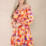 Love Sunshine Pink Printed Cold Shoulder Bardot Mini Dress LS-9020