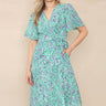 Love Sunshine Green Leopard Printed Wrapped Midi Dress DB Everyday Dress Garden Party Dress Holiday Dress LS-2314 Short Sleeve Dress Summer Dress Tea Dress Wedding Guest Dress