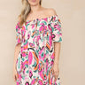 Love Sunshine Pink Green Paisley Print Bardot Mini Dress LS-1700