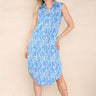 Love Sunshine Blue Leaves Print Sleeveless Shirt Dress Brunch Dress Casual Dress DB Dress with Pockets Everyday Dress Holiday Dress LS-5001 Sleeveless Dress Summer Dress Wedding Guest Dress