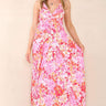 Love Sunshine Pink Floral Print Strappy Maxi Dress FL-327