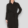 Love Sunshine Plain Black Belted Mini Shirt Dress Brunch Dress Casual Dress Dress with Pockets Everyday Dress Long Sleeve Dress LS-5026 Workwear Dress