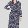 Love Sunshine Navy Floral Print Long Sleeve Maxi Shirt Dress LS-2156LL