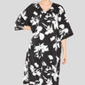 Love Sunshine Mono Floral Print Oversized Shift Midi Dress LS-2252