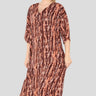 Love Sunshine Rust Tie Dye Chain Print Oversized Shift Midi Dress LS-2252